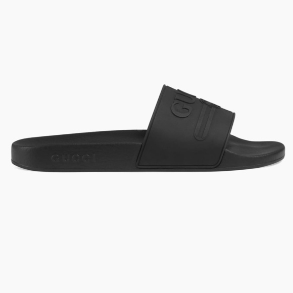 Authentic Gucci  RUBBER  SLIDE SANDAL in black - Size 9 - Picture 2 of 8